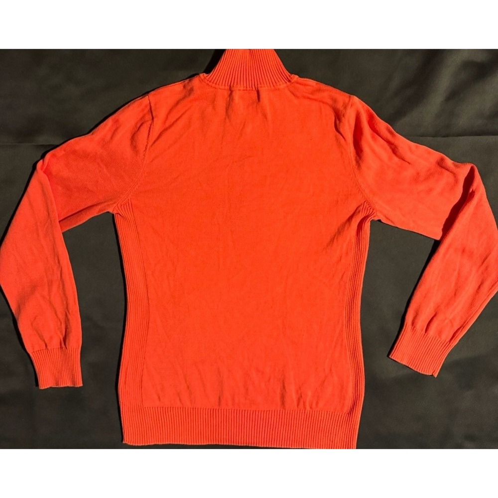 Foxcroft Pumpkin Supima Cotton Quarter 1/4 Zip Pullover Sweater Medium Orange - Picture 6 of 8